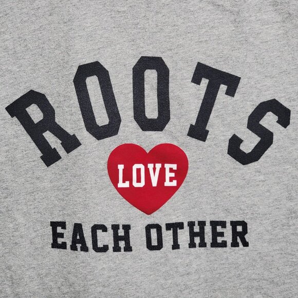 Roots Shirt Mens XL Gray Love Each Other Crewneck Short Sleeve Graphic Tee - Picture 3 of 8